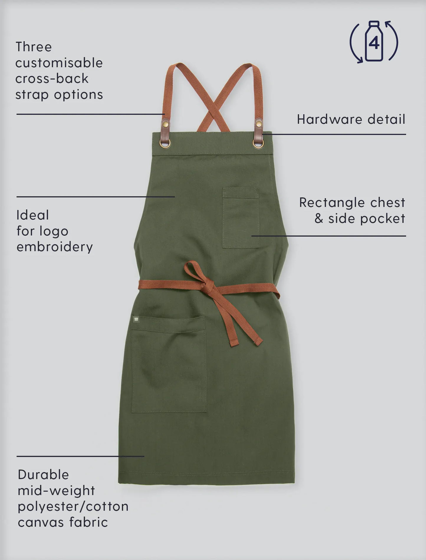 TOM BIB APRON WITH EMBROIDERY