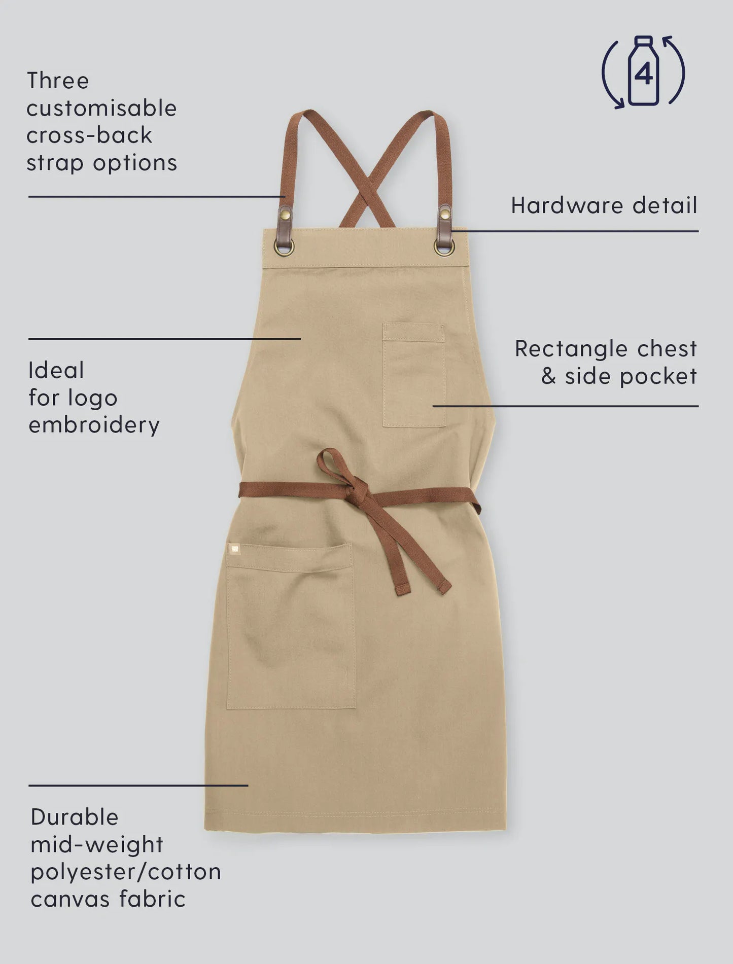 TOM BIB APRON WITH EMBROIDERY