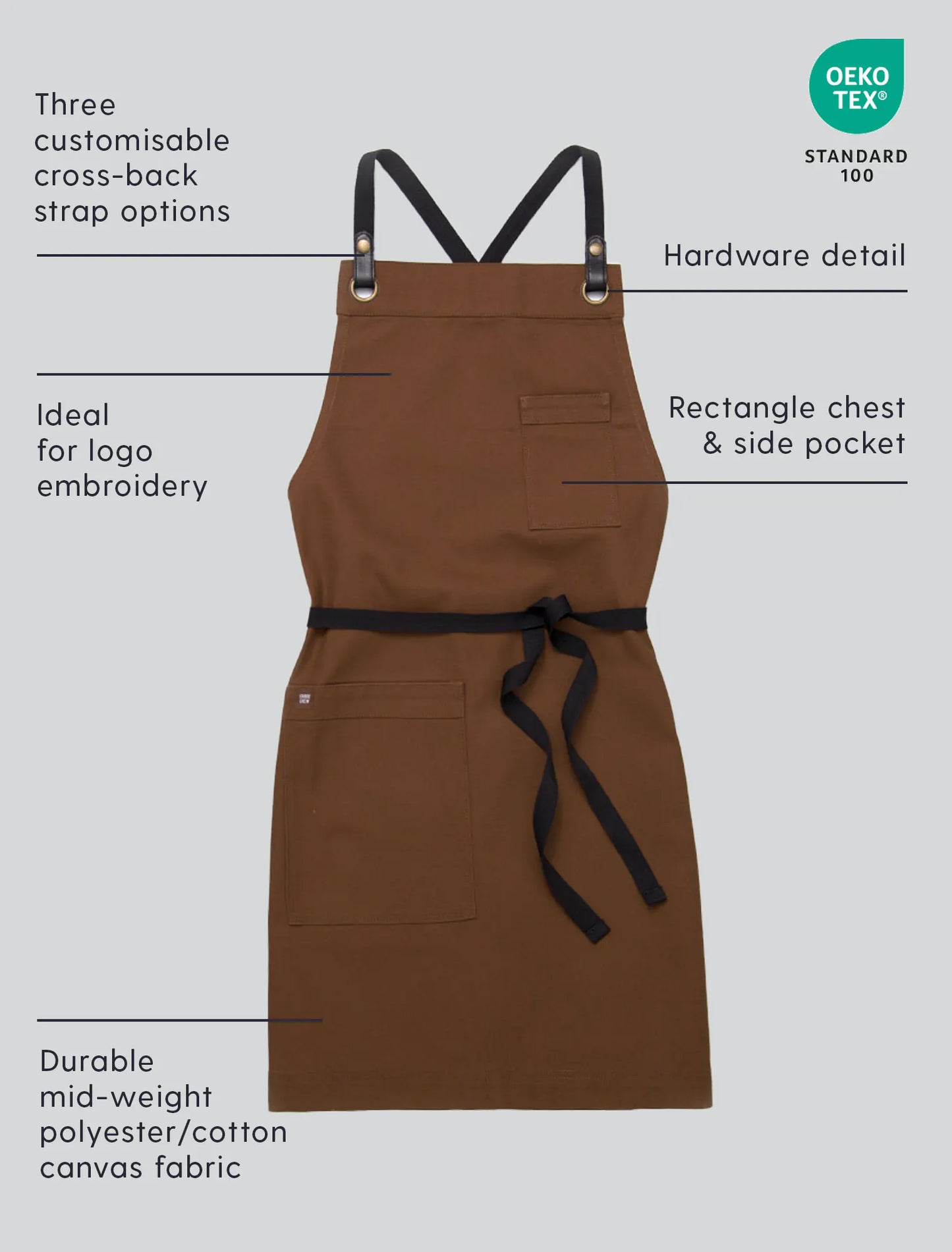 TOM BIB APRON WITH EMBROIDERY