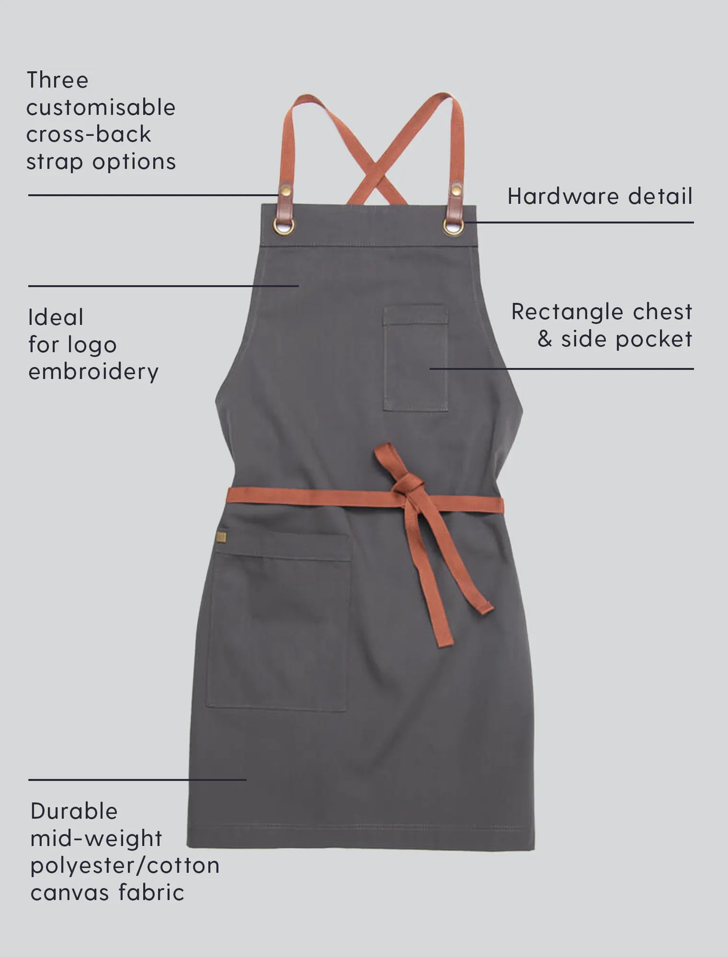 TOM BIB APRON WITH EMBROIDERY