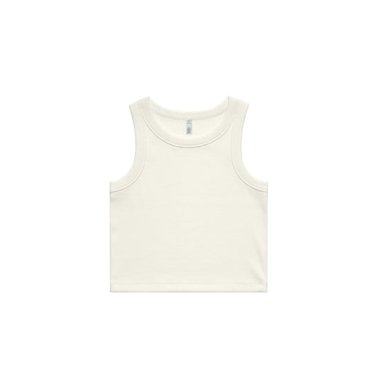 Cropped Ribbed Tank,Ecru, X-Small ( Next Day Dispatch)