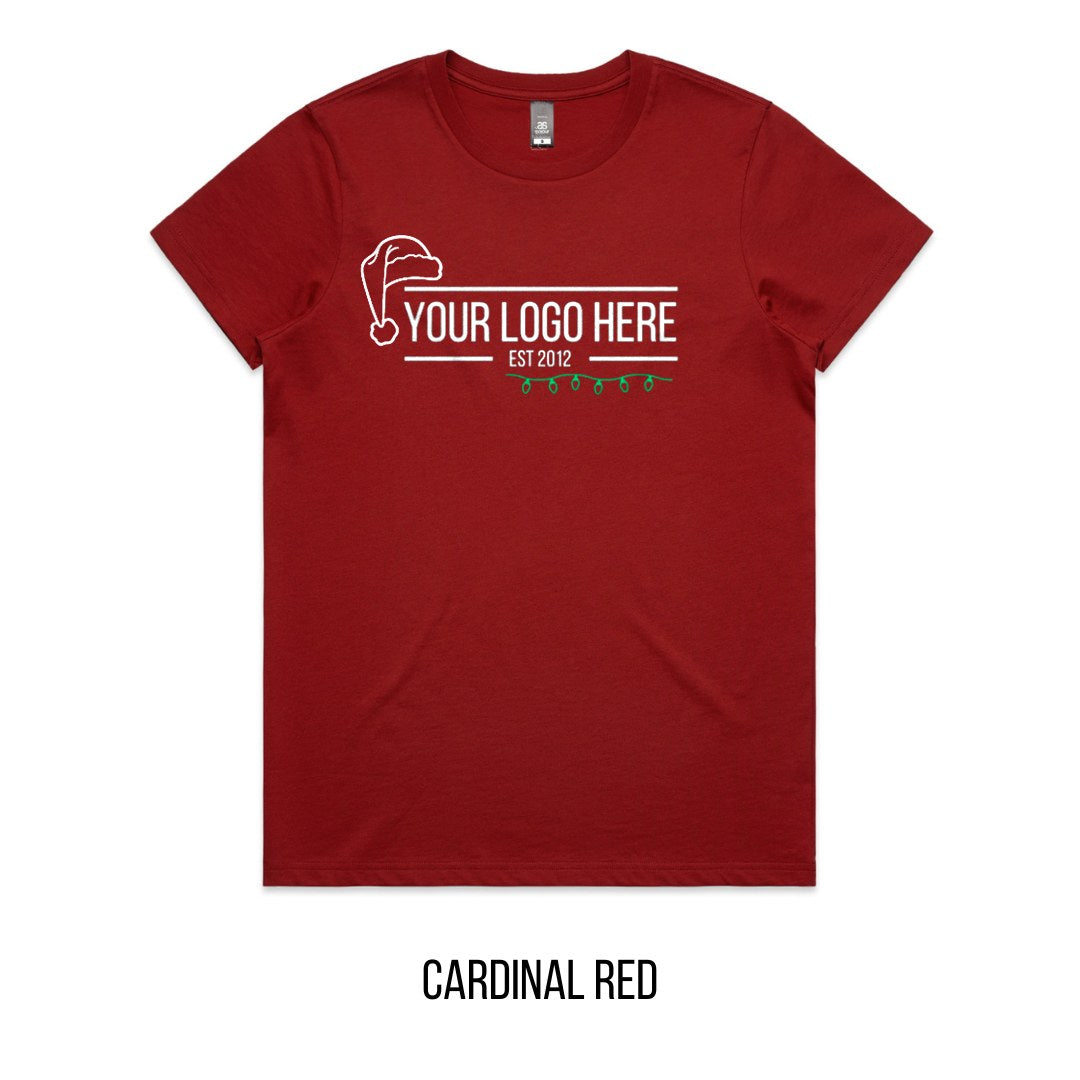 Chrissy Designed For You Tee mock-up on Cardinal