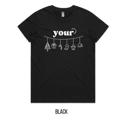 Chrissy Spirit Tee mock-up on Black