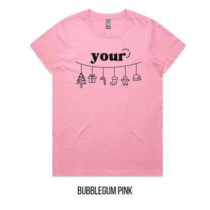 Chrissy Spirit Tee mock-up on Bubblegum Pink