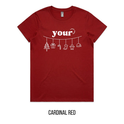 Chrissy Spirit Tee mock-up on Cardinal