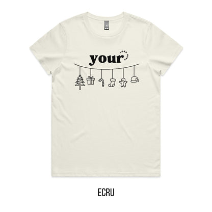 Chrissy Spirit Tee mock-up on Ecru