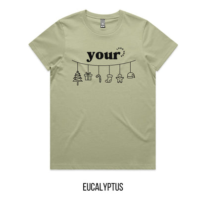 Chrissy Spirit Tee mock-up on Eucalyptus