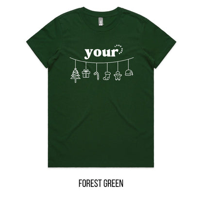 Chrissy Spirit Tee mock-up on Forest Green