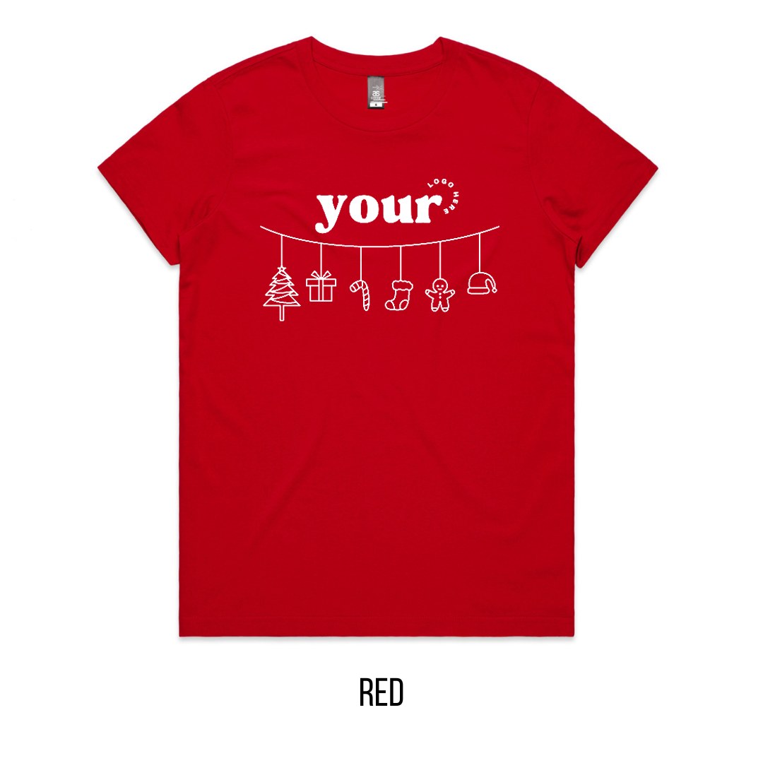 Chrissy Spirit Tee mock-up on Red